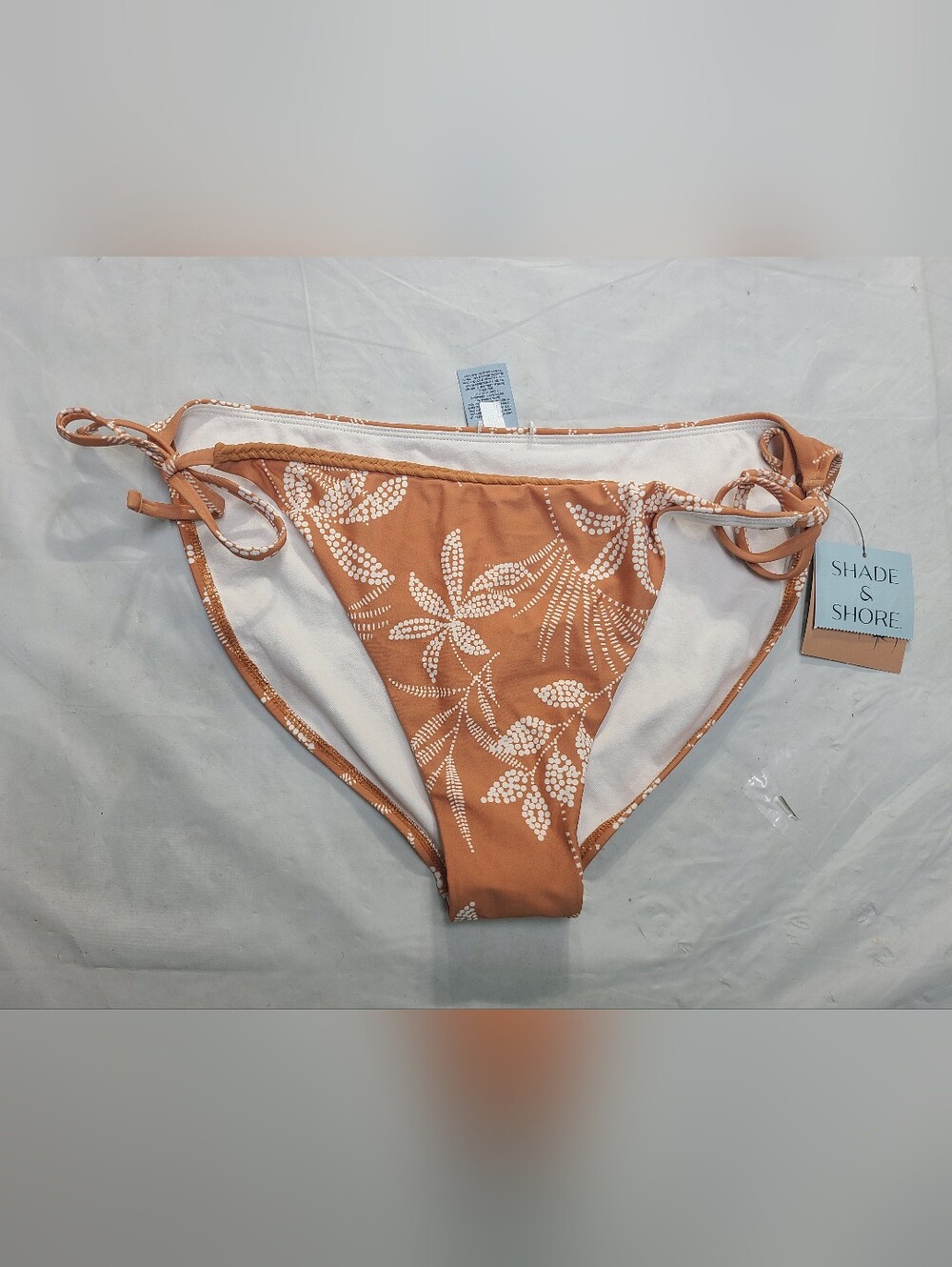 Women's Braided Floral Print Medium Coverage Bikini Bottom Brown Shade & Shore